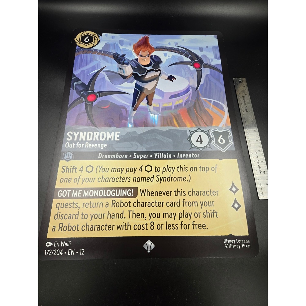Disney Lorcana Syndrome Out for Revenge 172/204 Oversized Promo Card 8x11.5